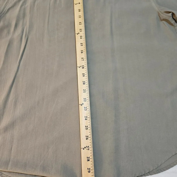 HABIT Men's Army Green Venter Mesh Short Sleeve L Shirt Zip Pockets Point Collar - Picture 9 of 11